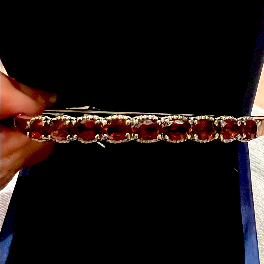 Mozambique garnet buckle bangle bracelet in stainless steel